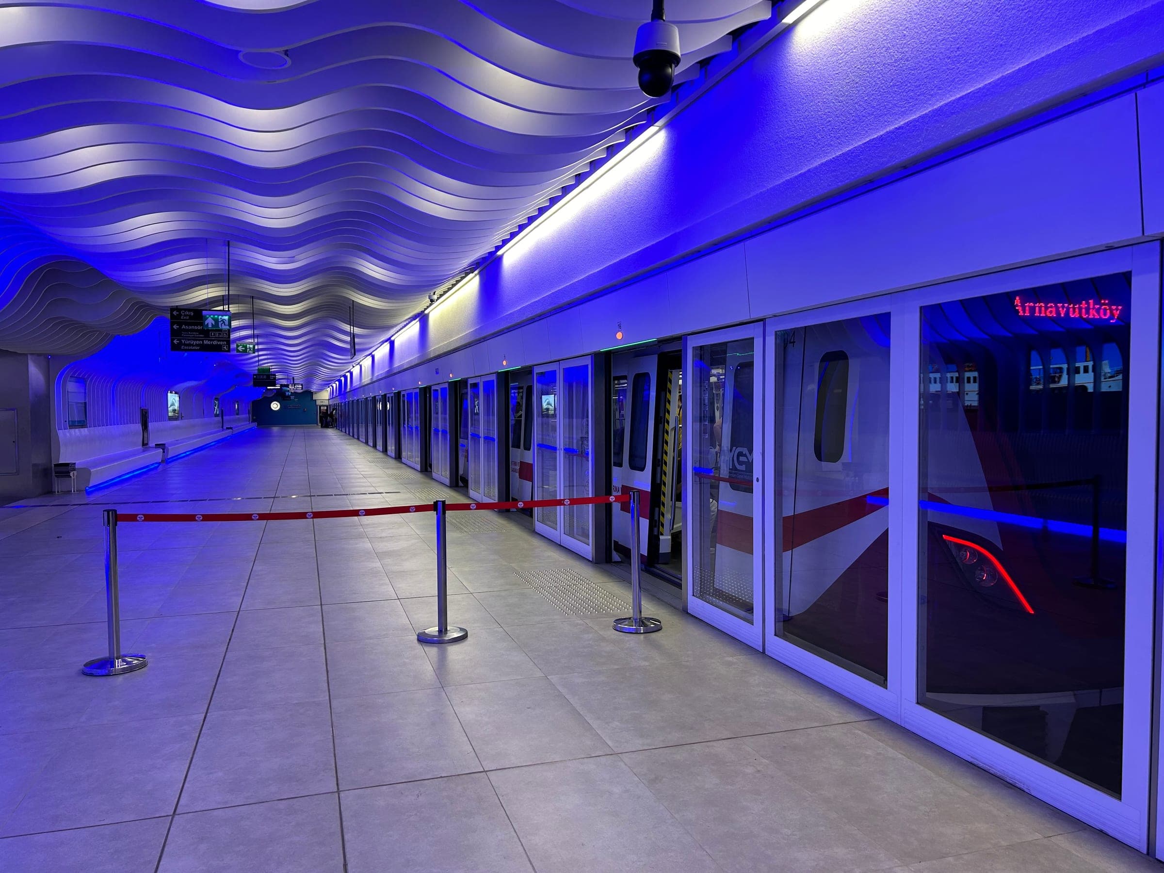 A train at the platform of the M11 metro that links Istanbul Airport to the city.